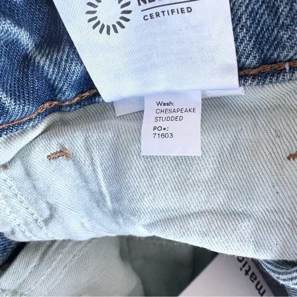 NWT Reformation Cary High Rise Slouchy Wide Leg Studded Jeans Chesapeake Blue 24 - Picture 8 of 14